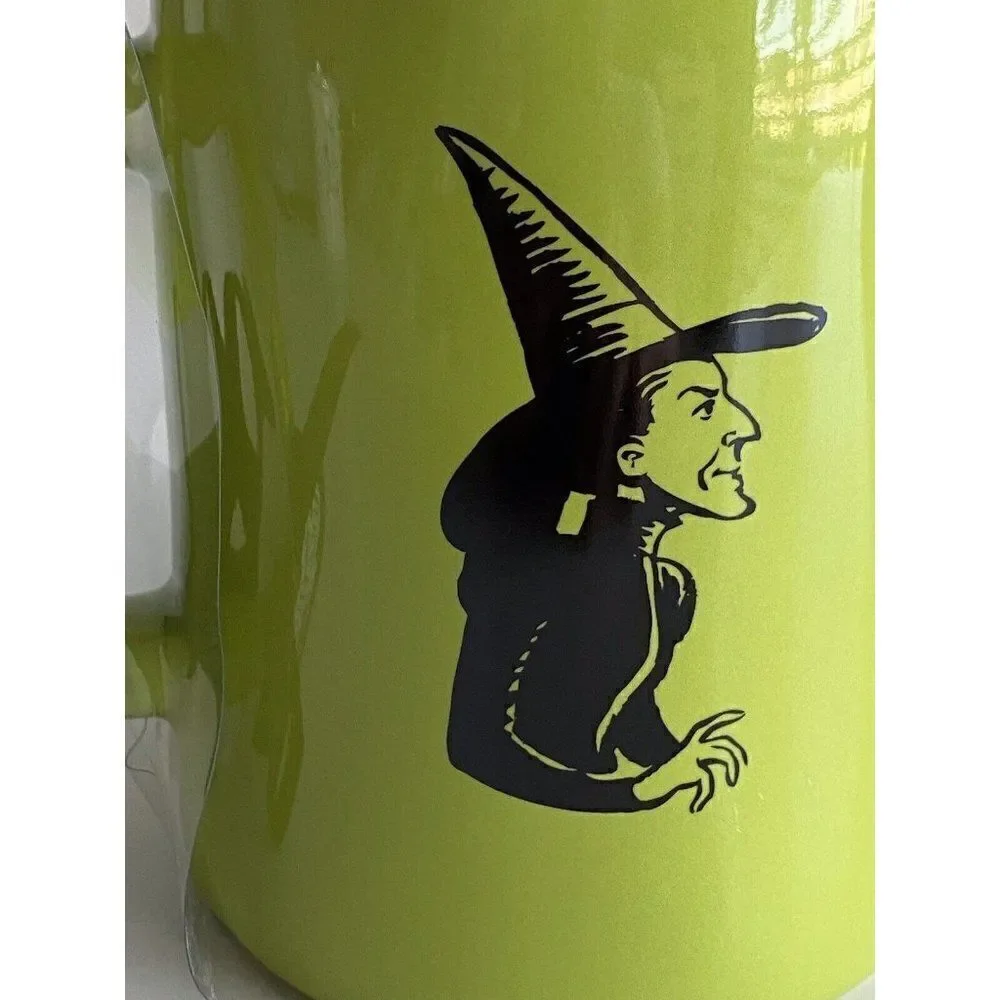 Rae Dunn Wizard of Oz Coffee Mug Green Wicked Witch Hat Topper Get You My Pretty